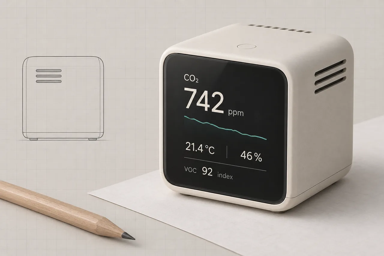 Early desk sensor concept with a front display