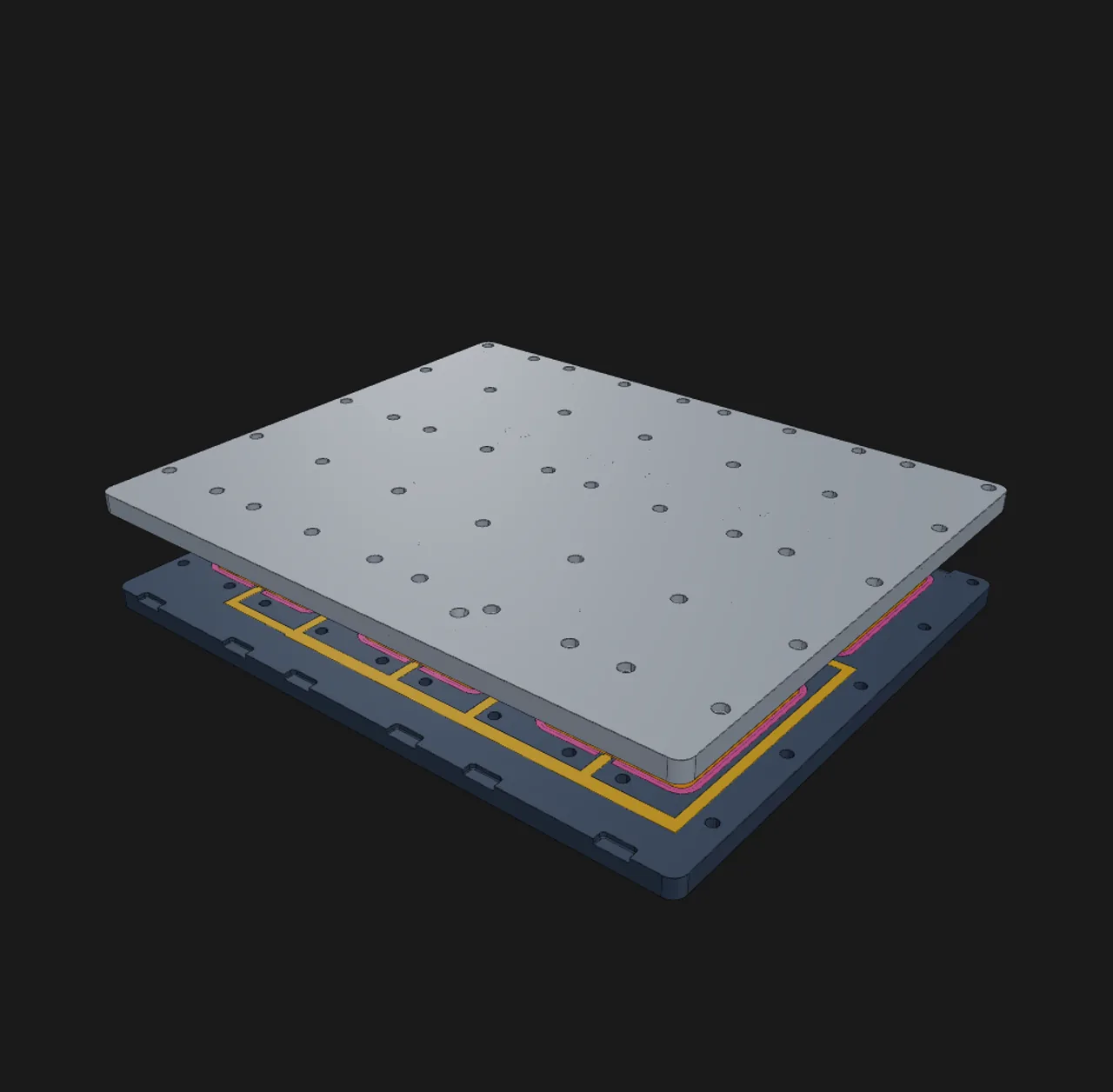 Actual CAD geometry of the gasket mould base and lifted lid
